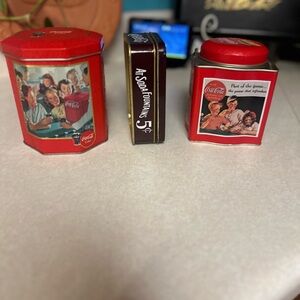 Vintage Coca-Cola Collectible Tin Trio in Red and White